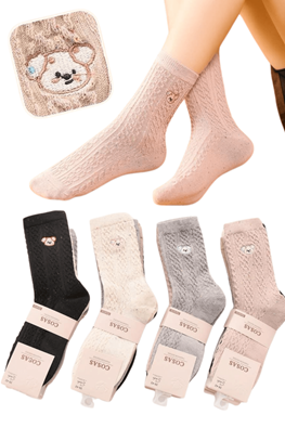 5x Bawełniane skarpetki damskie wzorzyste LM18-387