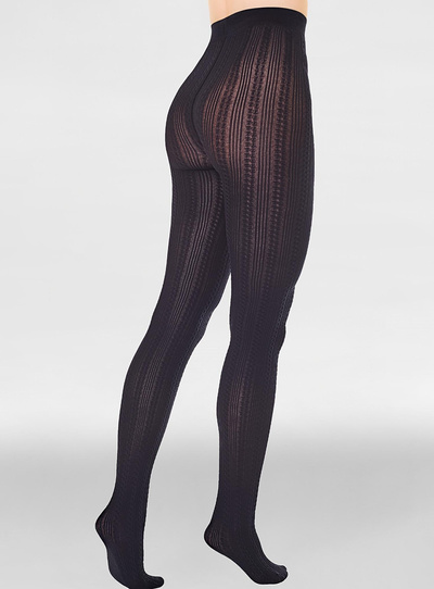 Żakardowe rajstopy damskie z pionowym wzorem DIANA F01 czarny