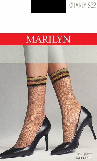 Skarpetki kabaretki z ozdobna gumką błyszczące MARILYN CHARLY S52