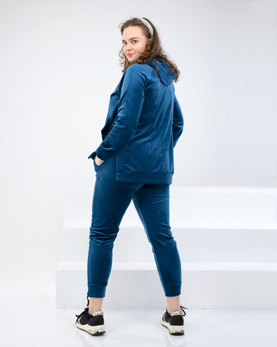 Dres welurowy damski Ewelina - morski