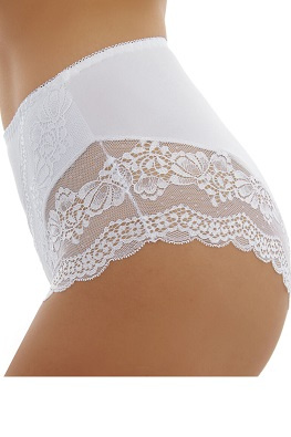 Majtki damskie z wysokim stanem i koronką Emili Melisa Białe