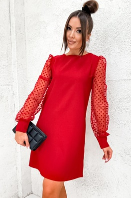 Koktajlowa sukienka z ozdobnymi rękawami 8234 Dancing Circles