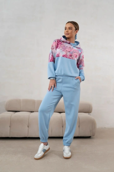 Kobiecy komplet dresowy elegancki wiskozowy bluza w kwiaty 821148