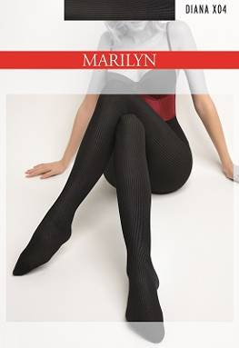 Marilyn rajstopy damskie prążkowane DIANA X04 czarne