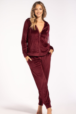 Unikat dres damski welurowy Maja - bordowy