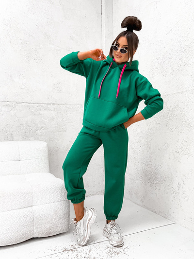 Dres damski bawełniany ocieplany 82143 - zielony