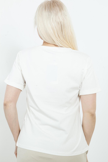 Sabra koszulka damska z motywem stokrotki 24Y09B0117 - beż