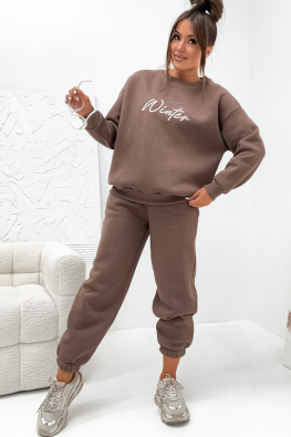 Ocieplany dres damski bawełniany VE105 cappuccino