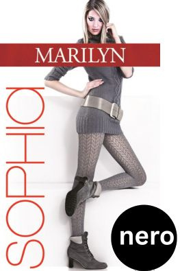 Rajstopy żakardowe bawełniane MARILYN SOPHIA 611 czarny