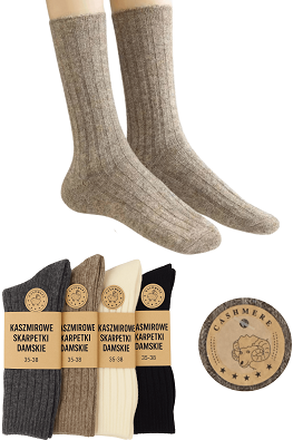 4x Ciepłe skarpetki damskie z grubego kaszmiru BDP8-86