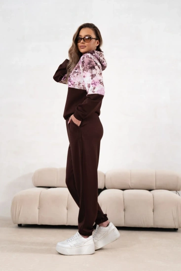 Kobiecy komplet dresowy elegancki wiskozowy bluza w kwiaty 821148
