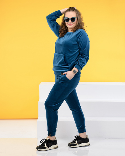 Dres welurowy damski Judyta - morski