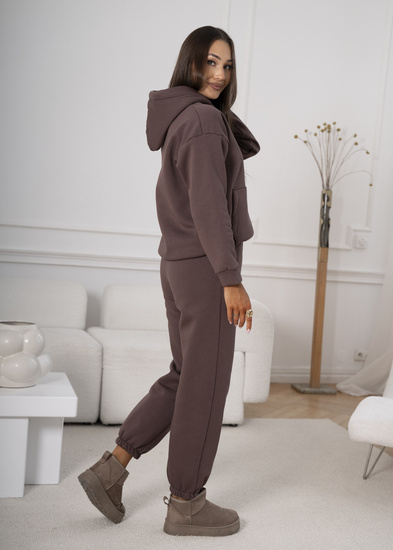 Dres damski bawełniany ocieplany 82143 - czekoladowy