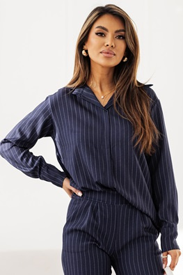 Elegancka koszula damska w paski 8254A - granatowy