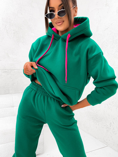 Dres damski bawełniany ocieplany 82143 - zielony