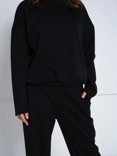 Czarny elegancki komplet damski bluzka + spodnie 506