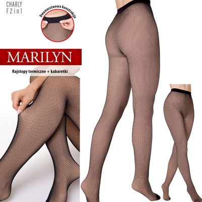 Termiczne rajstopy kabaretki MARILYN CHARLY F2w1 czarny/beż