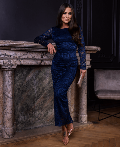 Długa wieczorowa sukienka 789 - granatowy