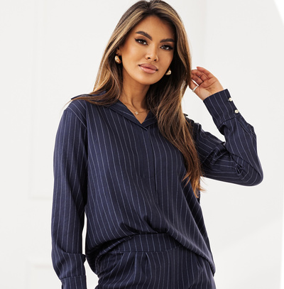 Elegancka koszula damska w paski 8254A - granatowy