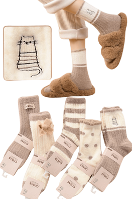 4x Skarpetki damskie kaszmirowe ciepłe mix wzorów LM18-531