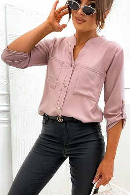 Rozpinana bluzka damska 713 - pudrowy róż