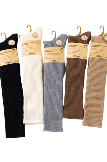 Podkolanówki damskie kaszmirowe BDP8-95 czekoladowe