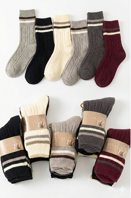 4x Wełniane skarpetki damskie ciepłe BDP8-23