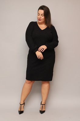 Błyszcząca sukienka z długim rękawem 691 Plus Size