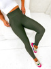 Leginsy sportowe z wysokim stanem 026 - khaki