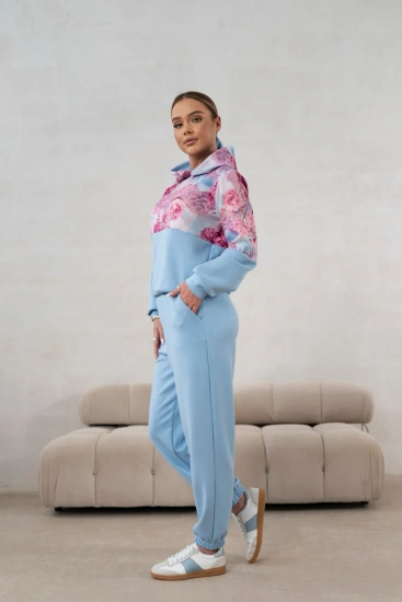 Kobiecy komplet dresowy elegancki wiskozowy bluza w kwiaty 821148
