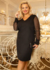 Sukienka o prostym kroju z tiulowymi rękawami 794 Plus Size - czarny