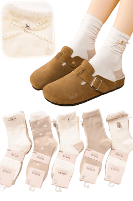 5x Skarpetki damskie bawełniane wzorzyste LM18-381