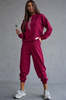 Damski dres bawełniany o klasycznym kroju 82162 - bordo