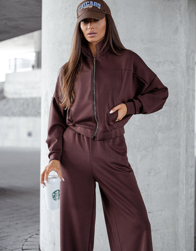 Dres damski z delikatnej wiskozy bluza oversize spodnie z szeroką nogawką 821109