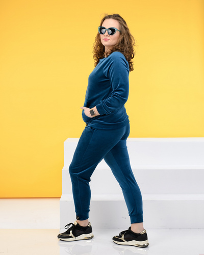 Dres welurowy damski Judyta - morski