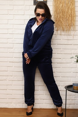 Damski dres welurowy z bluzą na zamek 8216 plus size