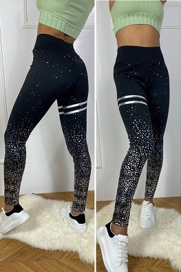 Nabłyszczane legginsy z wyższym stanem - złoty