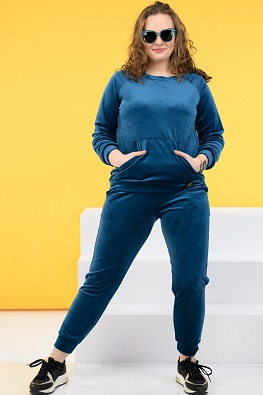 Dres welurowy damski Judyta - morski