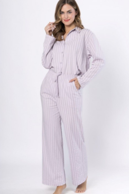 Rozpinana piżama damska w paski Leveza JUDYTA 1613