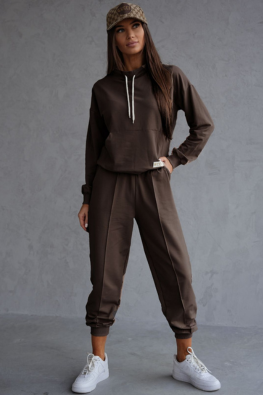Damski dres bawełniany o klasycznym kroju 82162 - czekoladowy