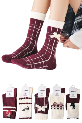 4x Kaszmirowe skarpetki damskie z naszywkami LM23-222 