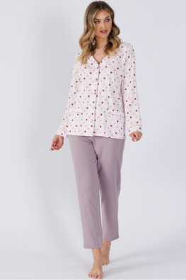 Wzorzysta piżama damska z bawełny Leveza ELIN 1496