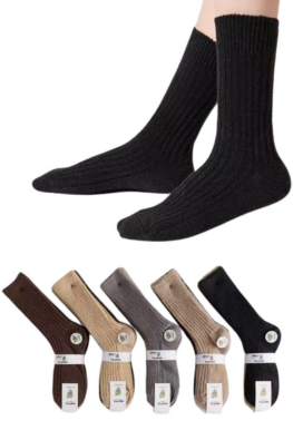 4x Skarpetki damskie angorowe w prążek AN-003-A 