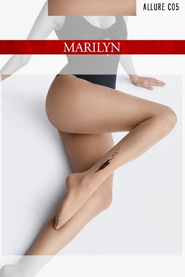 Marilyn rajstopy z motywem tatuażu ALLURE C05 - beż/czarny