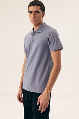 Niebieska koszulka męska polo HENDERSON 43025 MILE