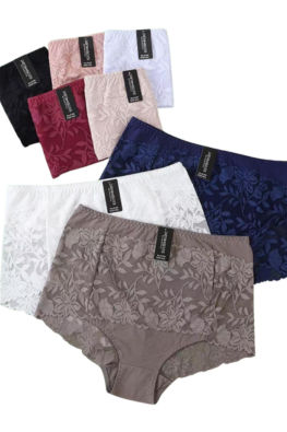 Bawełniane figi damskie koronkowe 8190 - beżowy