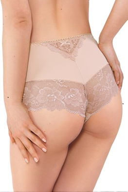 Wysokie majtki damskie z koronką Ewana figi 099 - beżowy