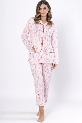 Damska piżama rozpinana długa bawełniana Leveza 1621