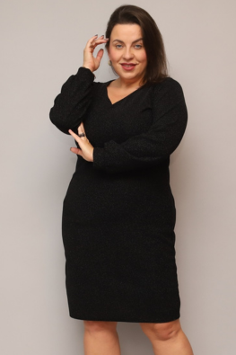 Błyszcząca sukienka z długim rękawem 691 Plus Size