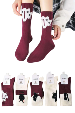 4x Kaszmirowe skarpetki damskie wzorzyste LM23-210 